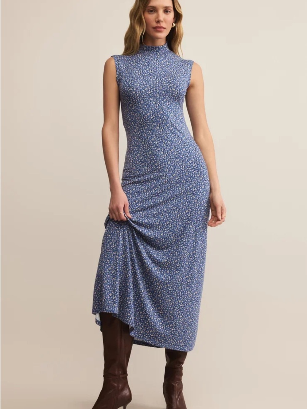 Z Supply Blue Floral Mock-Neck Maxi seraphim’s aspen western dress